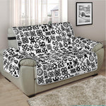 Black And White Adinkra Tribe Symbols Half Sofa Protector