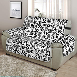 Black And White Adinkra Tribe Symbols Half Sofa Protector