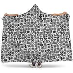 Black And White Adinkra Tribe Symbols Hooded Blanket