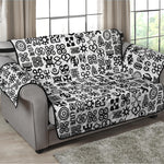 Black And White Adinkra Tribe Symbols Loveseat Protector