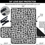 Black And White Adinkra Tribe Symbols Loveseat Protector