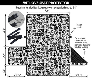 Black And White Adinkra Tribe Symbols Loveseat Protector