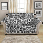 Black And White Adinkra Tribe Symbols Loveseat Protector