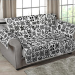 Black And White Adinkra Tribe Symbols Loveseat Protector