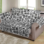 Black And White Adinkra Tribe Symbols Loveseat Protector