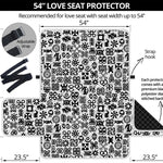 Black And White Adinkra Tribe Symbols Loveseat Protector