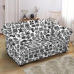 Black And White Adinkra Tribe Symbols Loveseat Slipcover