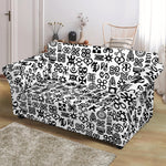 Black And White Adinkra Tribe Symbols Loveseat Slipcover