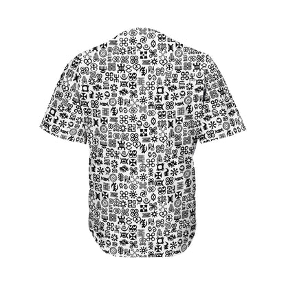 Black And White Adinkra Tribe Symbols Men's Baseball Jersey