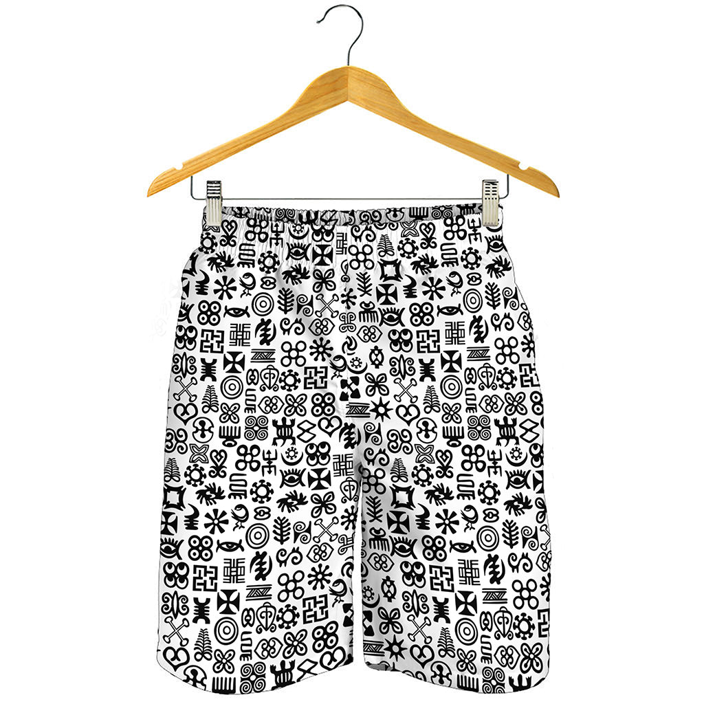 Black And White Adinkra Tribe Symbols Men's Shorts