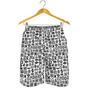 Black And White Adinkra Tribe Symbols Men's Shorts