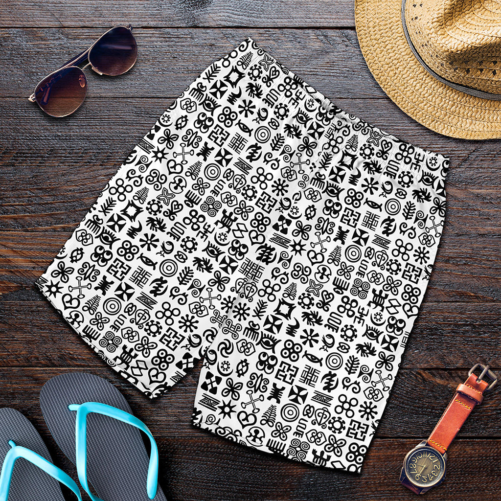 Black And White Adinkra Tribe Symbols Men's Shorts