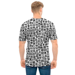 Black And White Adinkra Tribe Symbols Men's T-Shirt