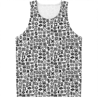Black And White Adinkra Tribe Symbols Men's Tank Top