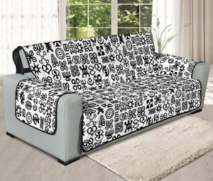 Black And White Adinkra Tribe Symbols Oversized Sofa Protector