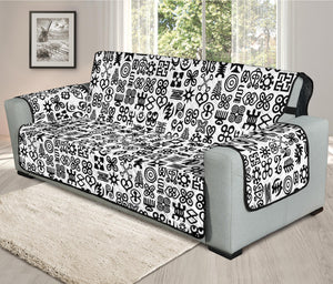 Black And White Adinkra Tribe Symbols Oversized Sofa Protector