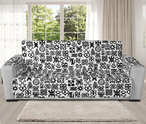 Black And White Adinkra Tribe Symbols Oversized Sofa Protector