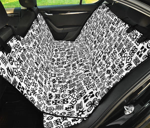 Black And White Adinkra Tribe Symbols Pet Car Back Seat Cover