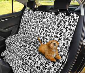 Black And White Adinkra Tribe Symbols Pet Car Back Seat Cover