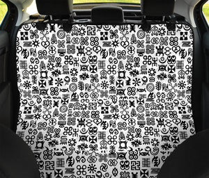 Black And White Adinkra Tribe Symbols Pet Car Back Seat Cover