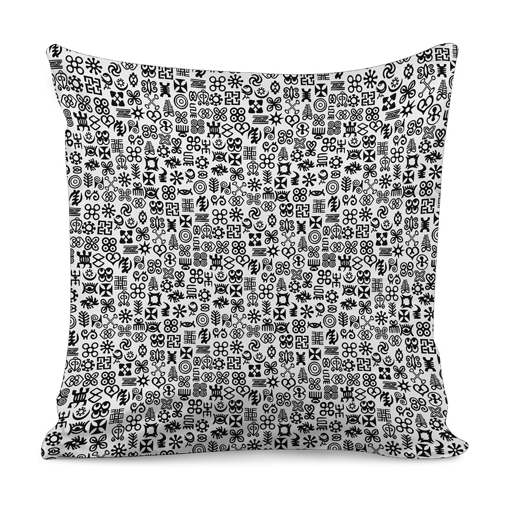 Black And White Adinkra Tribe Symbols Pillow Cover