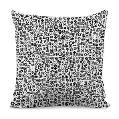 Black And White Adinkra Tribe Symbols Pillow Cover