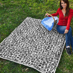 Black And White Adinkra Tribe Symbols Quilt