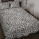 Black And White Adinkra Tribe Symbols Quilt Bed Set