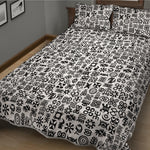 Black And White Adinkra Tribe Symbols Quilt Bed Set