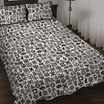 Black And White Adinkra Tribe Symbols Quilt Bed Set