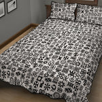 Black And White Adinkra Tribe Symbols Quilt Bed Set