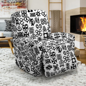 Black And White Adinkra Tribe Symbols Recliner Slipcover