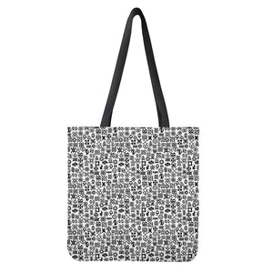 Black And White Adinkra Tribe Symbols Tote Bag