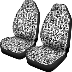 Black And White Adinkra Tribe Symbols Universal Fit Car Seat Covers