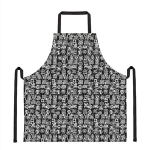 Black And White African Adinkra Symbols Apron