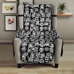 Black And White African Adinkra Symbols Armchair Protector