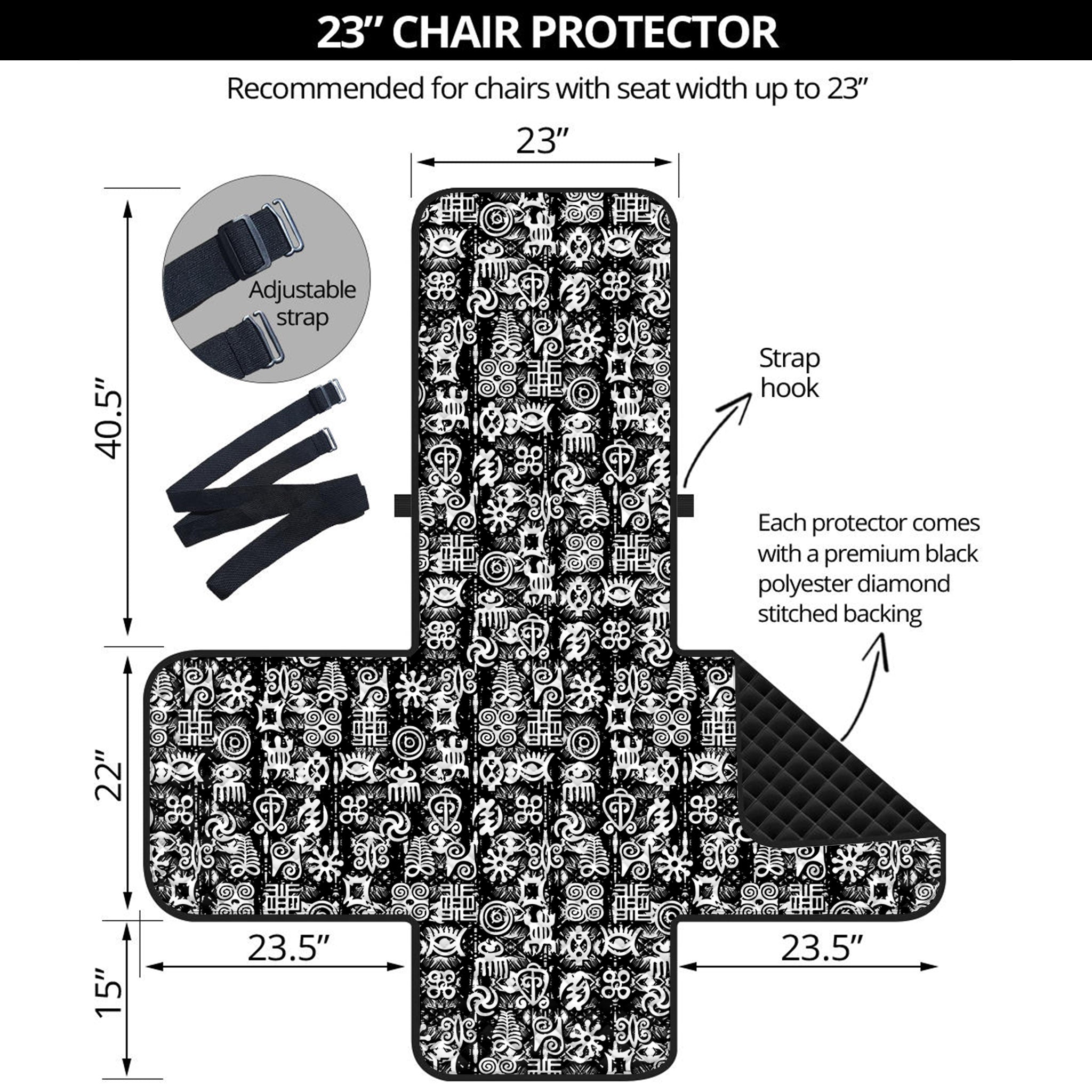 Black And White African Adinkra Symbols Armchair Protector