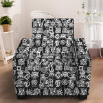 Black And White African Adinkra Symbols Armchair Slipcover