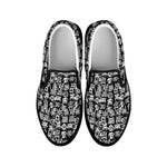 Black And White African Adinkra Symbols Black Slip On Shoes