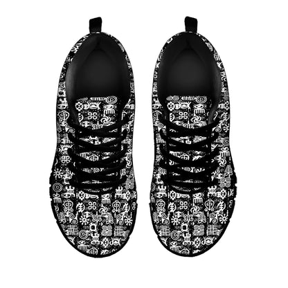 Black And White African Adinkra Symbols Black Sneakers