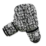 Black And White African Adinkra Symbols Boxing Gloves