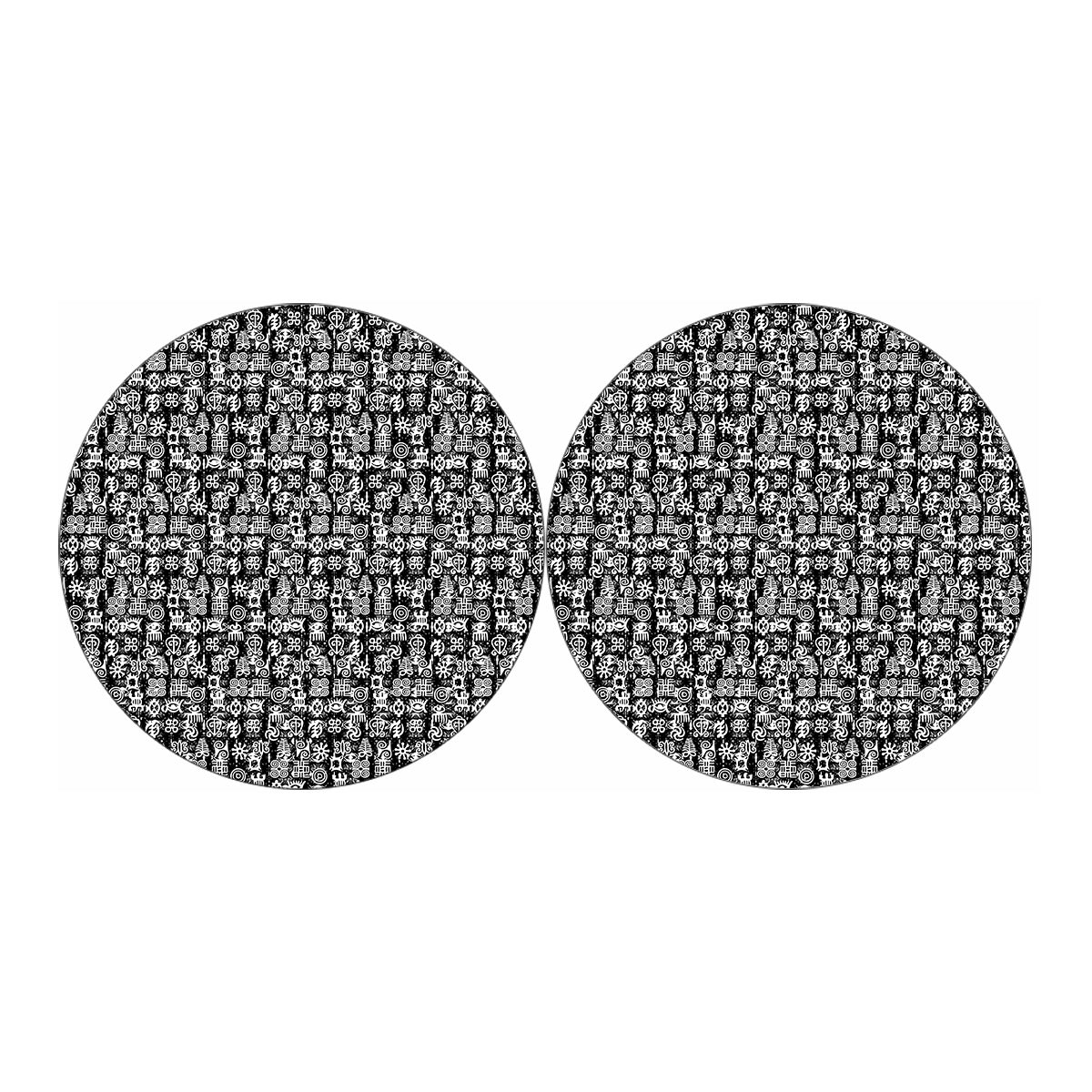 Black And White African Adinkra Symbols Car Coasters