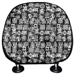 Black And White African Adinkra Symbols Car Headrest Covers