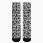 Black And White African Adinkra Symbols Crew Socks