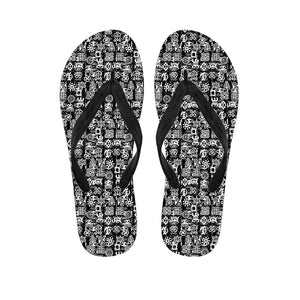 Black And White African Adinkra Symbols Flip Flops