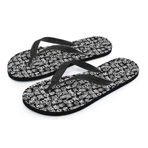 Black And White African Adinkra Symbols Flip Flops