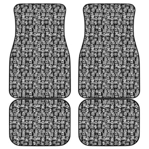 Black And White African Adinkra Symbols Front and Back Car Floor Mats