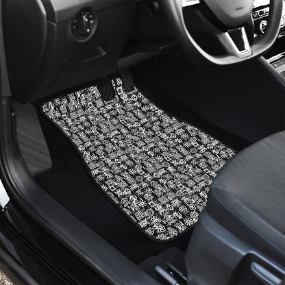 Black And White African Adinkra Symbols Front Car Floor Mats
