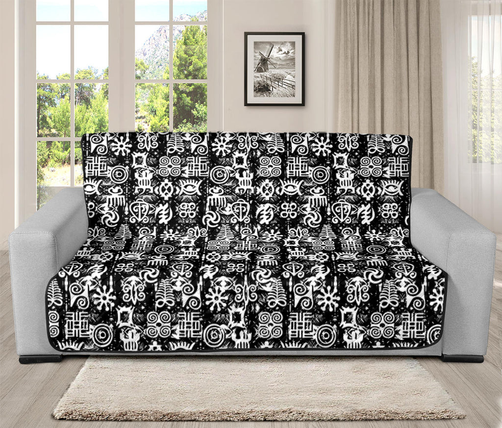 Black And White African Adinkra Symbols Futon Protector