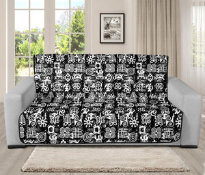 Black And White African Adinkra Symbols Futon Protector